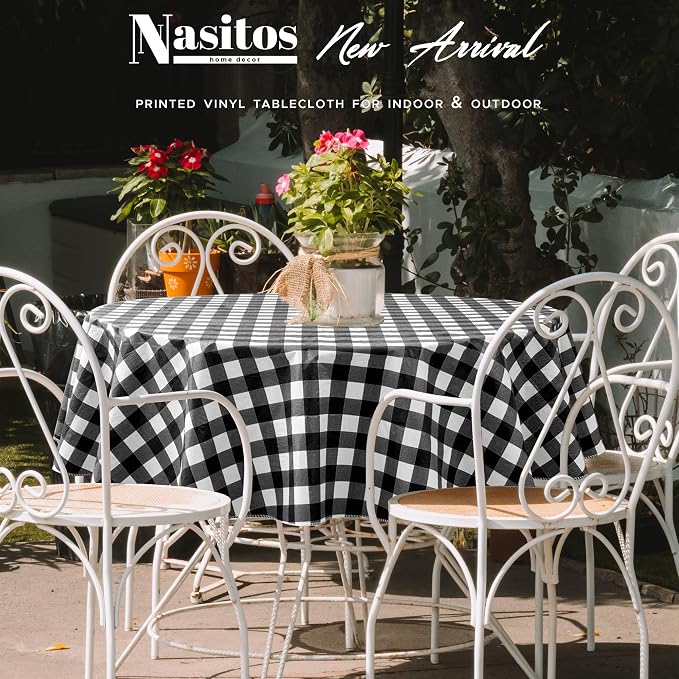 Nasitos 2 Pack Checkered Round Tablecloth 60 Inch-Waterproof Oil & Spill Proof - Image 7