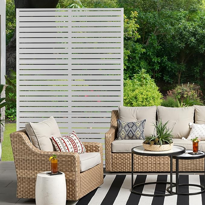Metal Privacy Screen for Outdoor & Indoor Use, Free Standing Privacy Screen for - Image 6