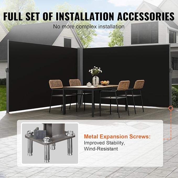 VEVOR Retractable Side Awning, UV 50 71''x 236'' Full Aluminum Rust-Proof Patio - Image 4