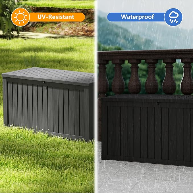 180 Gallon Outdoor Storage Box Waterproof, Resin Deck Boxes - Image 2