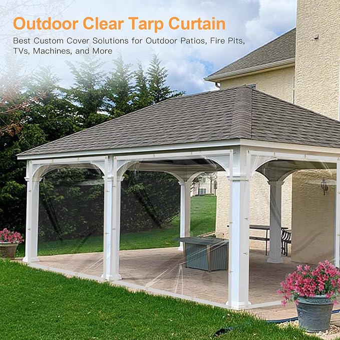 6 x 8FT Outdoor Clear Tarp Curtain Waterproof Wind-Proof 24 Mil Transparent - Image 8