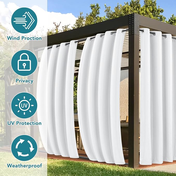 HolidayIdeas 4 Panels Gazebo Curtains Waterproof-Outdoor White Curtains 54x84 - Image 3