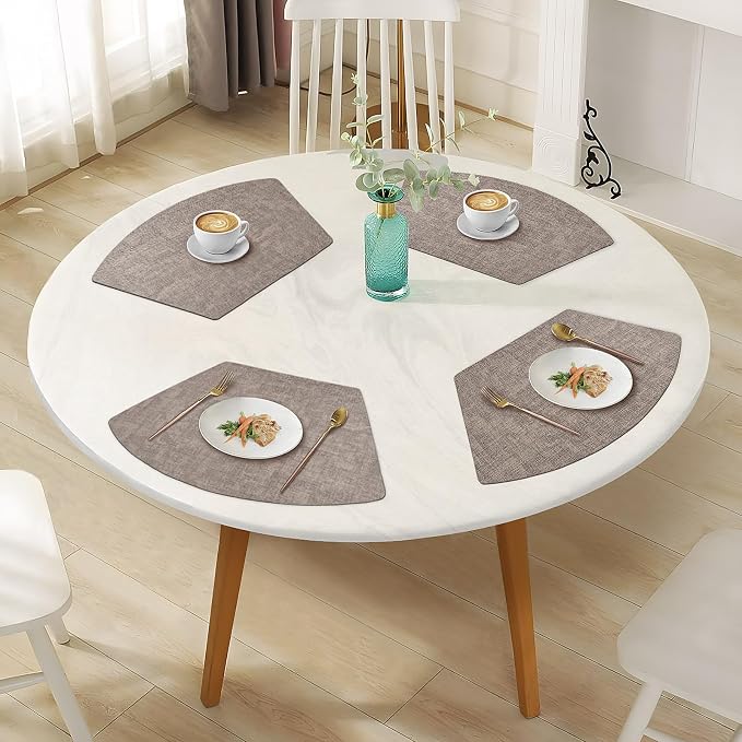 Round Table Placemats Set of 6, Faux Leather Wedge Shape Place Mats Heat - Image 7