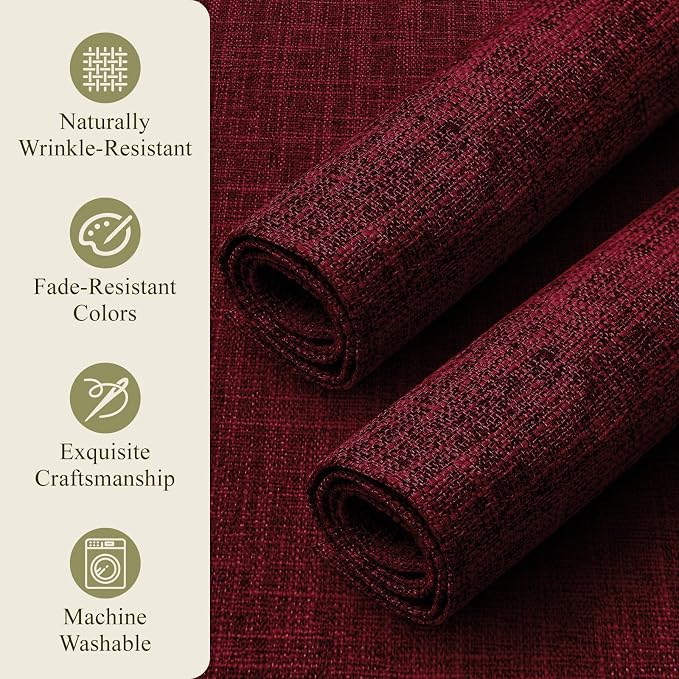 KXN Placemats Set of 4, Dual-Layer Thickened Faux Linen Table Mats, Heat - Image 5