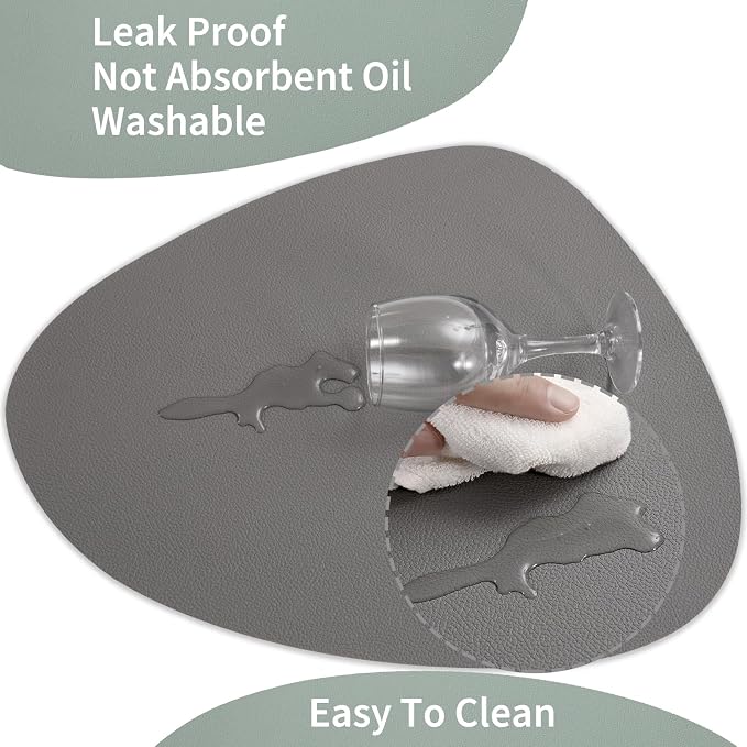Myir JUN Placemats, Dual-Sided Placemats Waterproof Faux Leather Placemats Set - Image 3