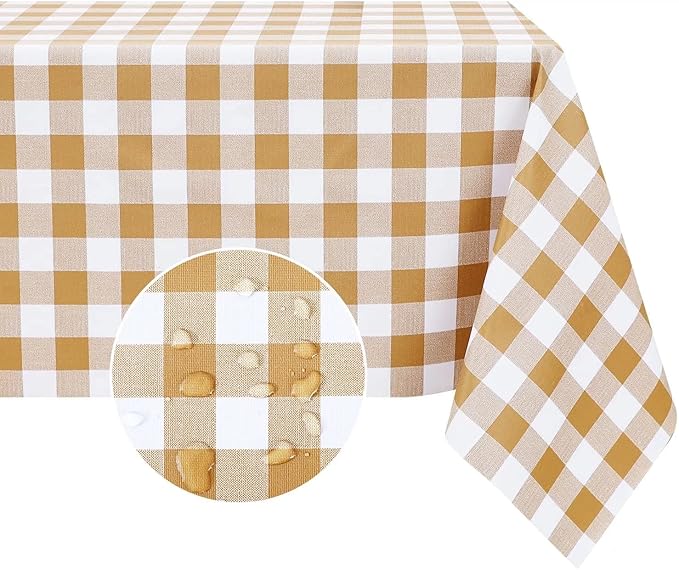 Romanstile Rectangle Vinyl Tablecloth, 100% Waterproof Buffalo Gingham Plastic by Romanstile