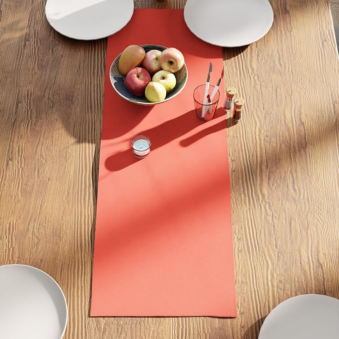 Encasa XO Table Runner 13"x36" Long | Cotton Canvas Fabric | Coral Solid Color - Image 3