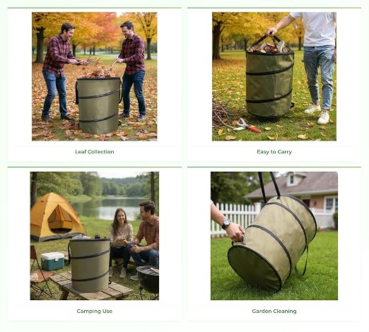 Collapsible Trash Can Outdoor Storage Bag, 10 Gallon Portable Leaf Garbage Bin - Image 8