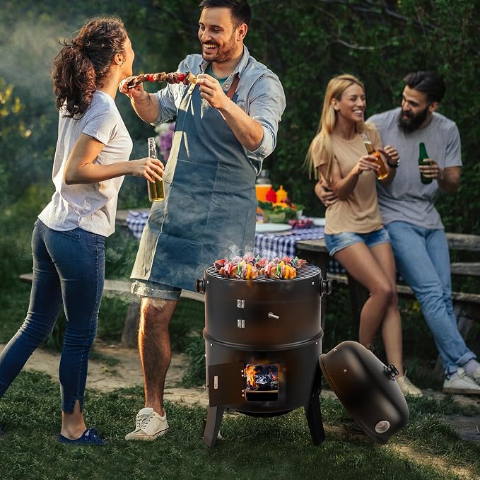 3-in-1 Vertical Charcoal Smoker Grill - Image 8
