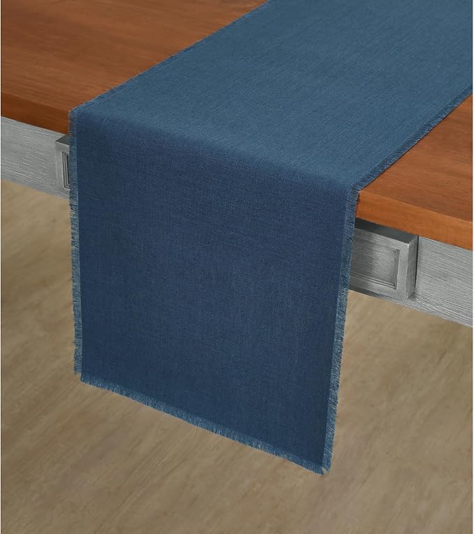 Solino Home Linen Vintage Blue Table Runner 90 Inches Long by SolinoHome