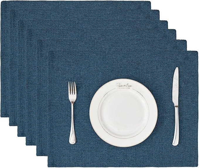 BALCONY & FALCON Placemats Set of 6 Faux Linen Cloth Place Mats Washable by BALCONYFALCON
