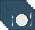 BALCONY & FALCON Placemats Set of 6 Faux Linen Cloth Place Mats Washable by BALCONYFALCON