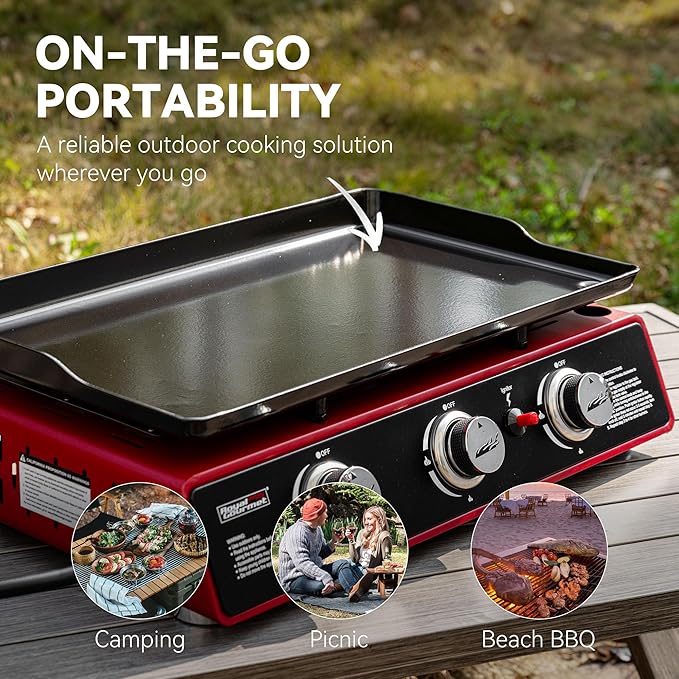 Royal Gourmet PD1301R 3 Burner Tabletop Propane Gas Griddle - Image 4