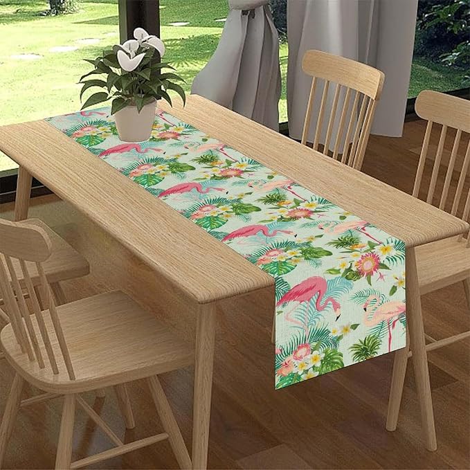Tropical Table Runner, Hawaii Seasonal Floral Spring Summer Plants Pineapples - Image 3