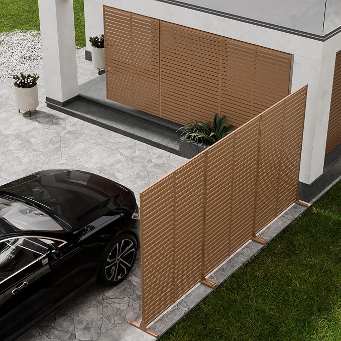 Privacy Fence Screen with Stand 6 Panel 72" H×47" W HDPE Decorative Panels with - Image 6