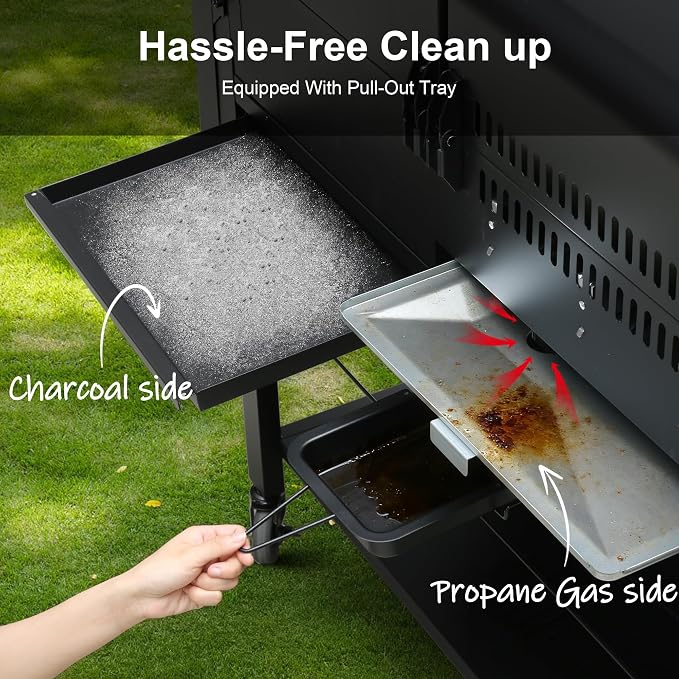 Brand-Man Propane Gas and Charcoal Grill Combo, Dual Fuel BBQ Combo Grill - Image 6