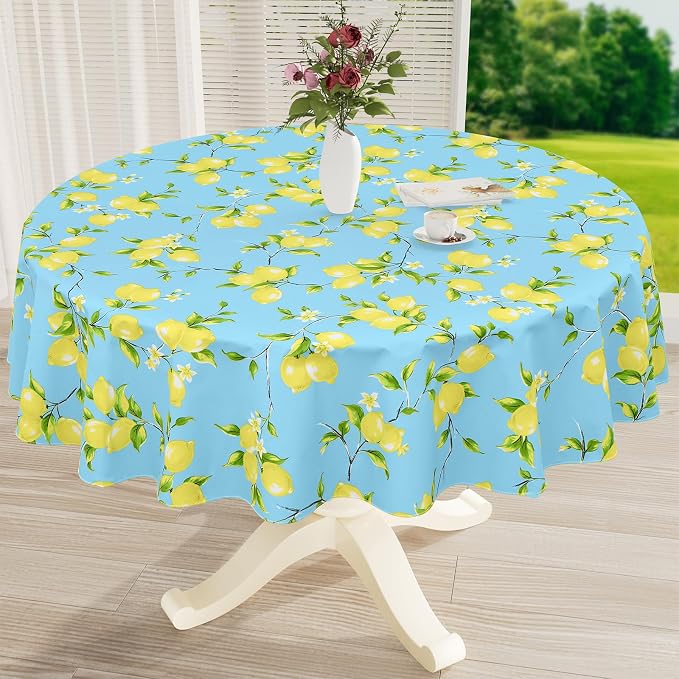 misaya Round Waterproof Vinyl Table Cloth, Wipeable Tablecloth by misaya