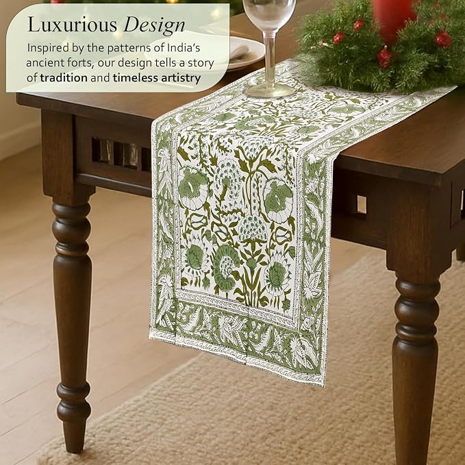 CPC Cotton Table Runner 16x72 Inch Block Printed Long Fall Table Runner - Image 4