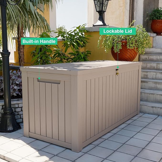 200 Gallon Waterproof Outdoor Storage Box, Resin Deck Box, Lockable Outside - Image 3