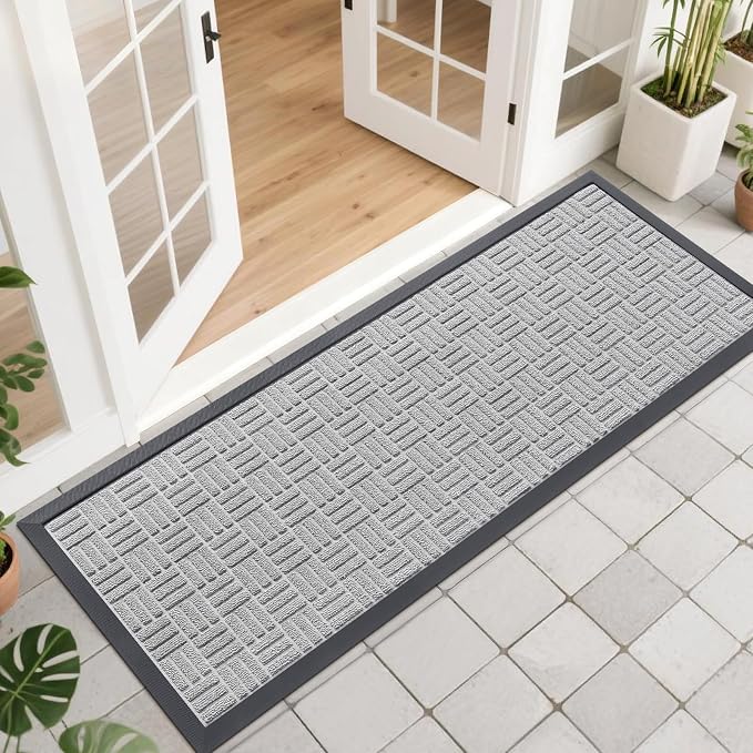 OLANLY Front Door Mat Outside Entrance 47x17, Heavy Duty Sturdy Natural Rubber by OLANLY