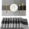 Leetaltree Grey with White Striped Placemats Set of 8 by Leetaltree-ArtatEveryTable