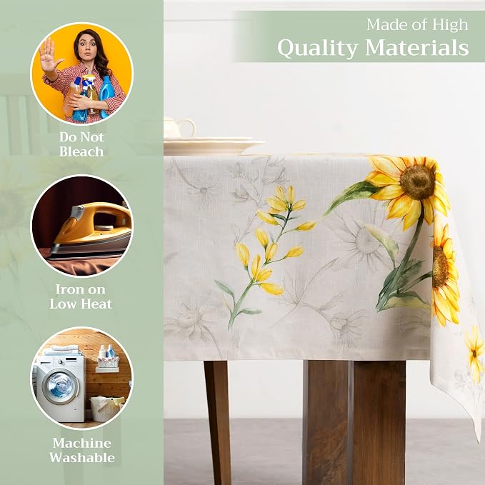 Maison d' Hermine Table Cloth Square Table 100% Cotton 60 x 60 Inches - Image 3