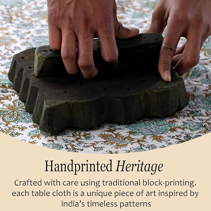 CPC Tablecloth 100% Cotton 70x108 Inch Indian Block Print Rectangle Table Cover - Image 5