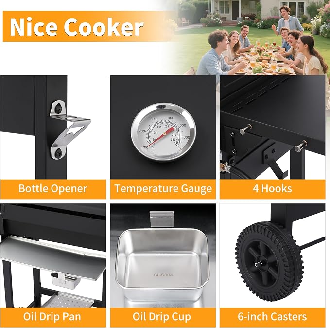 4-Burner Propane Gas Grill, 38250 BTU BBQ Grill - Image 7