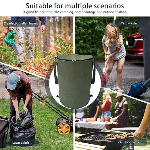 Pop up Camping Trash can with lid, Collapsible 24 Gallons Trash can with - Image 5