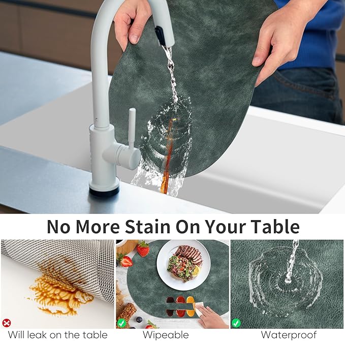 ADRIMER Placemats, Heat Resistant Oval Placemats Set of 6 Washable 12 x 17 Inch - Image 4