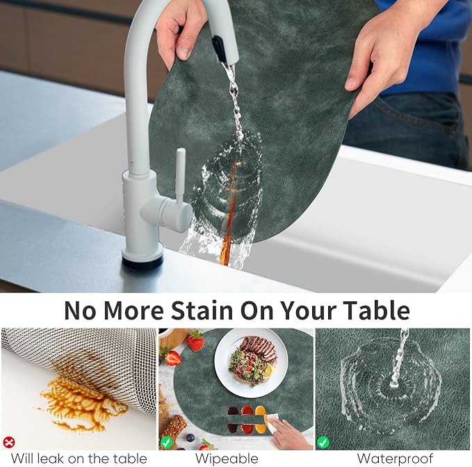 ADRIMER Placemats, Heat Resistant Oval Placemats Set of 8 Washable 12 x 17 Inch - Image 4