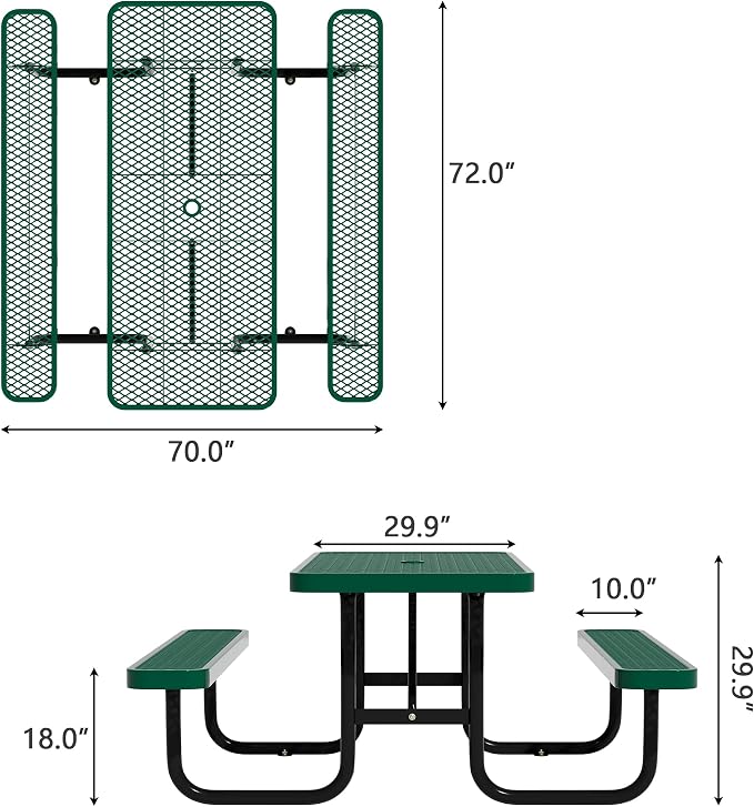 72'' Rectangular Steel Picnic Table - Image 2