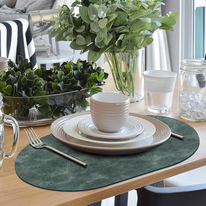 ADRIMER Placemats, Heat Resistant Oval Placemats Set of 8 Washable 12 x 17 Inch - Image 2