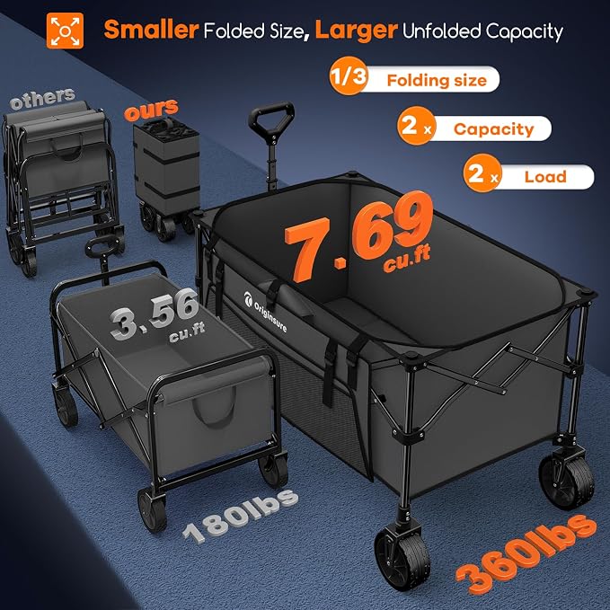 220L Collapsible Wagon Cart Foldable, Utility Carts - Image 4