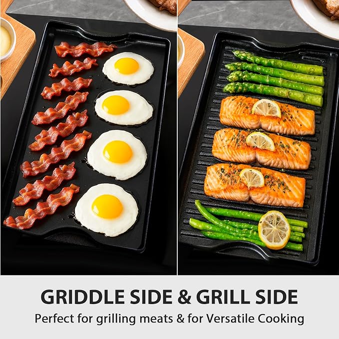 Utheer Nonstick Reversible Cast Iron Griddle 19.5"x 10.5", Ceramic Cooking - Image 3
