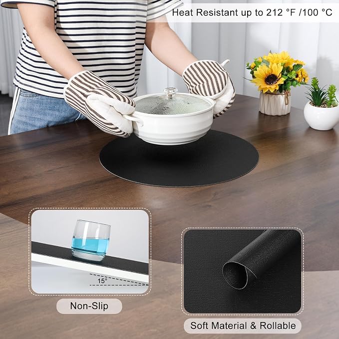 Myir JUN Round Placemats Dual Sided, Faux Leather Place Mats Set of 4 Indoor - Image 5