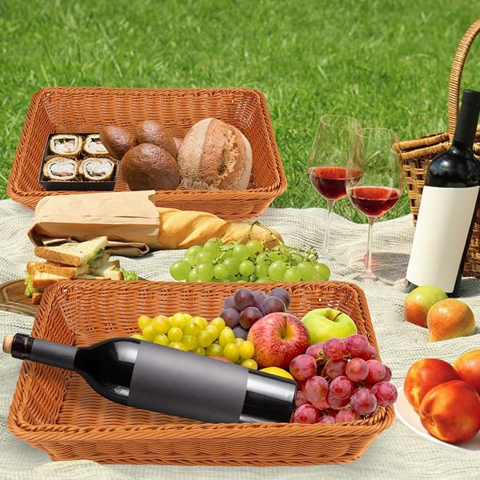 5 PCS 13.8x9.8 Inch Wicker Bread Basket, Woven Serving Basket, Tabletop Food - Image 6