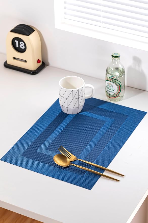 LEXMORE Placemats Set of 6 Vinyl/Plastic Woven Place Mats - Image 6