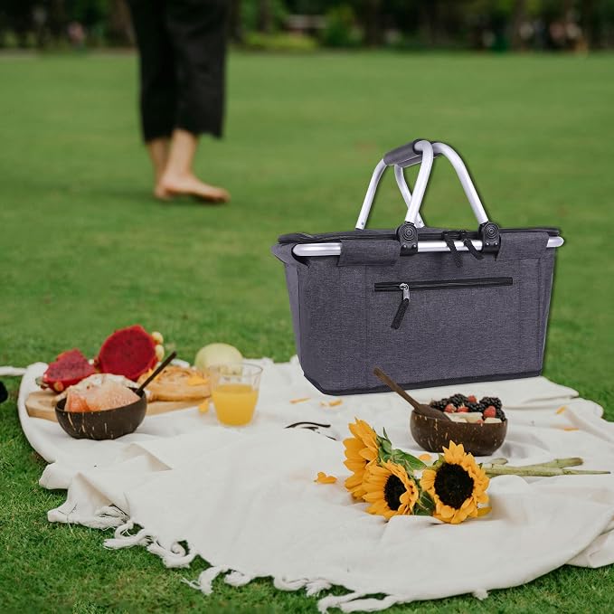 Picnic Basket, SIYUAN Collapsible Market Basket Insulted Cooler - Image 6