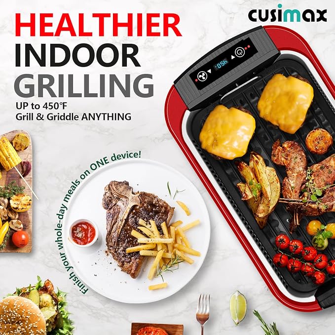Indoor Grill, CUSIMAX Smokeless Grill Indoor, Electric Griddle, 1500W Korean - Image 5