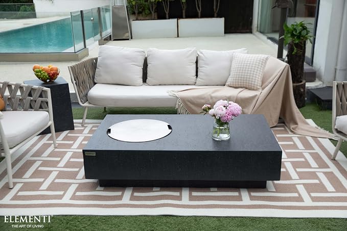 Elementi | Bundle Metropolis Gas Fire Pit Cast Concrete 56" Rectangular Fire - Image 6