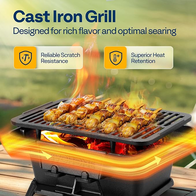 VIVOHOME Rectangle Cast Iron Charcoal Grill - Image 3