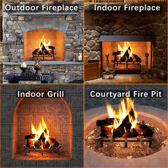 Mr IRONSTONE Fireplace Grate Fireplace Log Holder Solid Steel Heavy Duty - Image 7