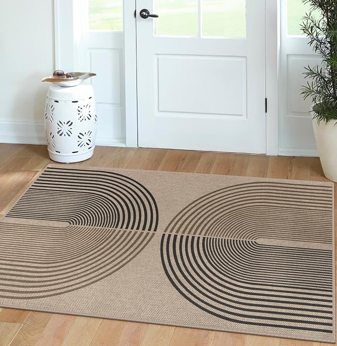 Easy Jute Rainbow Area Rug, 3x5 Indoor Outdoor Entryway Rug Washable Non-Slip - Image 7