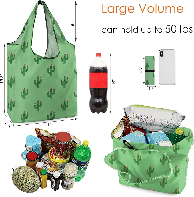 BeeGreen Geometry Reusable Grocery Bags Bulk 6 Packs X-Large, Reusable Shopping - Image 2