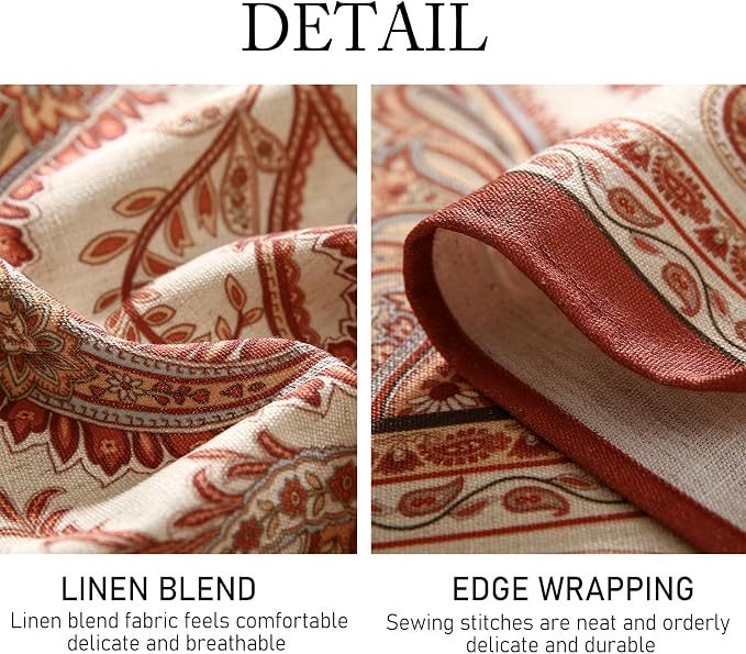 ISAENNE Designer French Red Round Square Tablecloth, Linen Table Cloth - Image 4