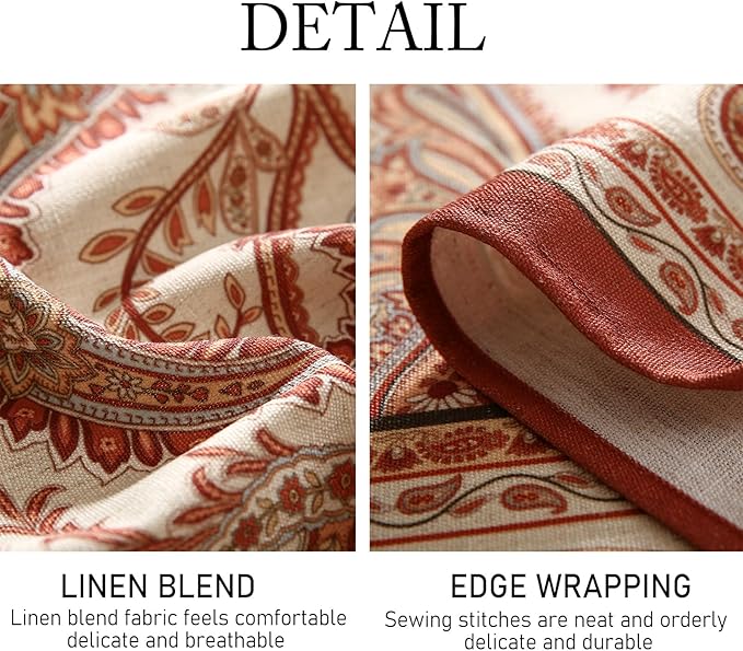 ISAENNE Designer French Red Round Tablecloth, Fall Linen Table Cloth - Image 4