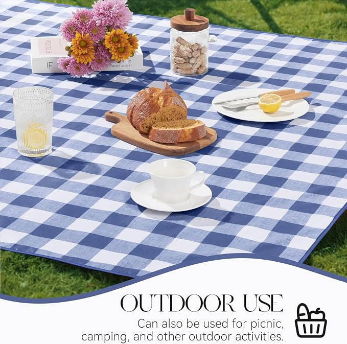 MOSAYT Rectangle Vinyl Tablecloth, 100% Waterproof Buffalo Gingham Plastic - Image 7