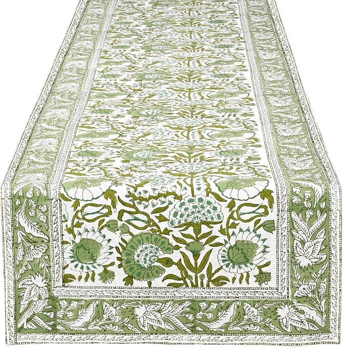 CPC Cotton Table Runner 16x72 Inch Block Printed Long Fall Table Runner by COTTONPRINTCLUB
