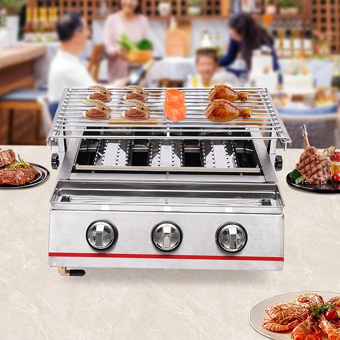 3-Burner Portable Gas Grill, Stainless Steel BBQ Gas Grill - Image 3